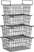 Freezer Organizer Bins, Large Capacity Stackable Baskets for Deep Chest Freezer Easy Get and Sort Bottom Frozen Meats Food Storage Containers Pantry Storage and Organization, 4pcs