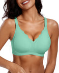 Vertvie Womens Seamless Bras No Underwire Supportive Wireless Push Up Full Coverage Bralette Comfort Scalloped T-Shirt Bra