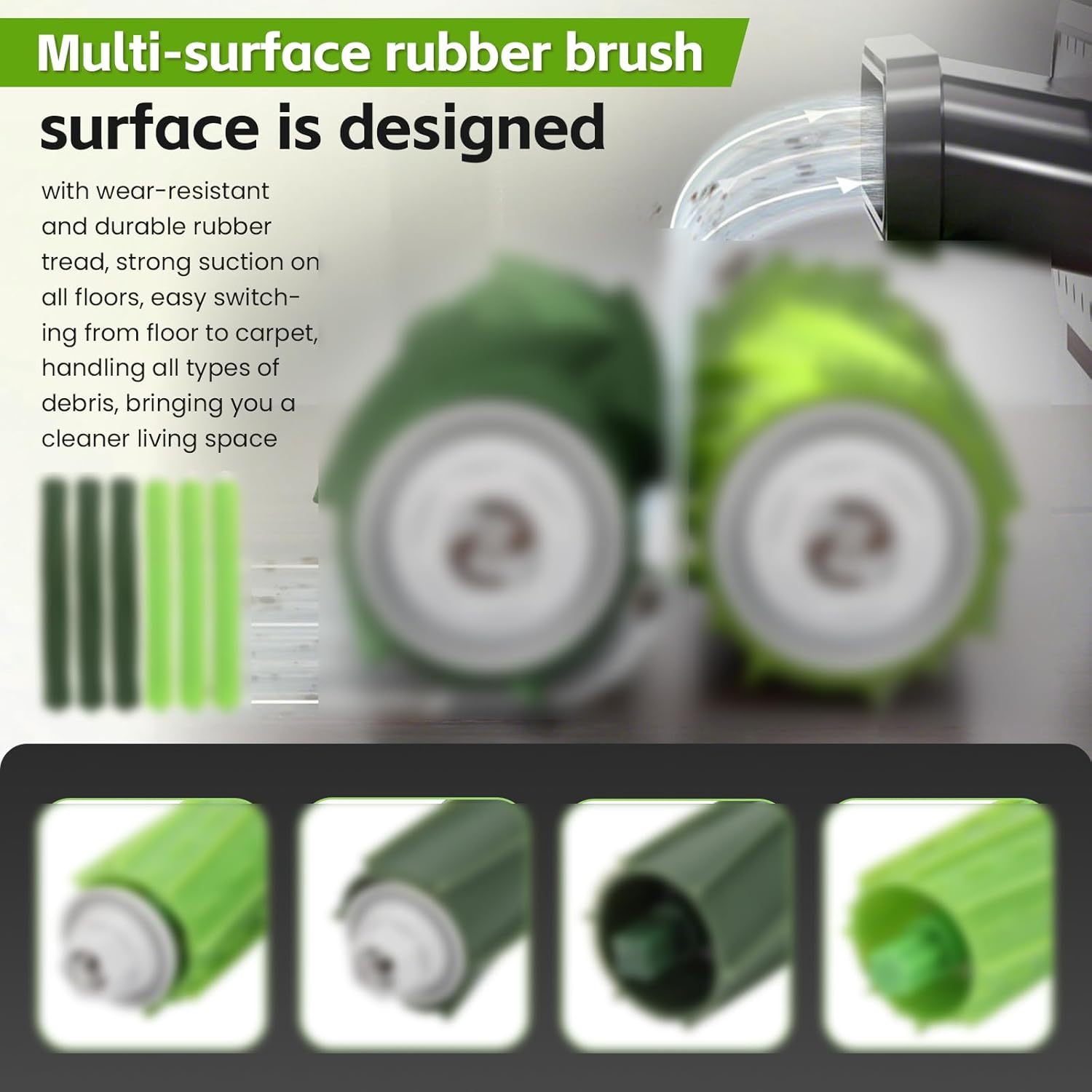 6-Pack Rubber Brushes for iRobot Roomba S9/S9+/S9+ (9150/9550) – Replacement Vacuum Roller Brush, Compatible with Roomba S9 Series – Bristle-Free for Floors & Carpets