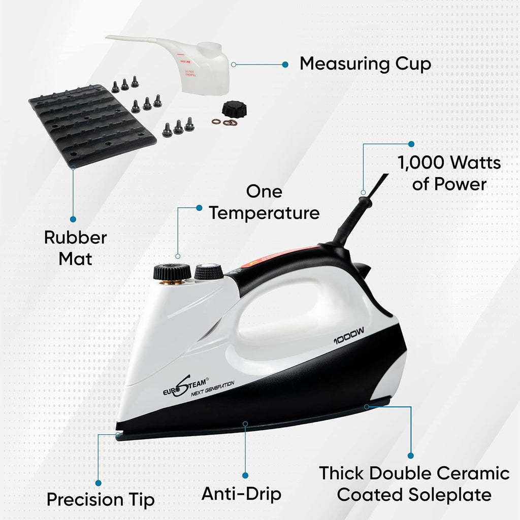 Eurosteam Next Generation Iron - Powerful Steam with Built-in Boiler - No Temperature Setting for All Fabrics - Experience Professional-Quality Ironing to CUT your TIME IN HALF.