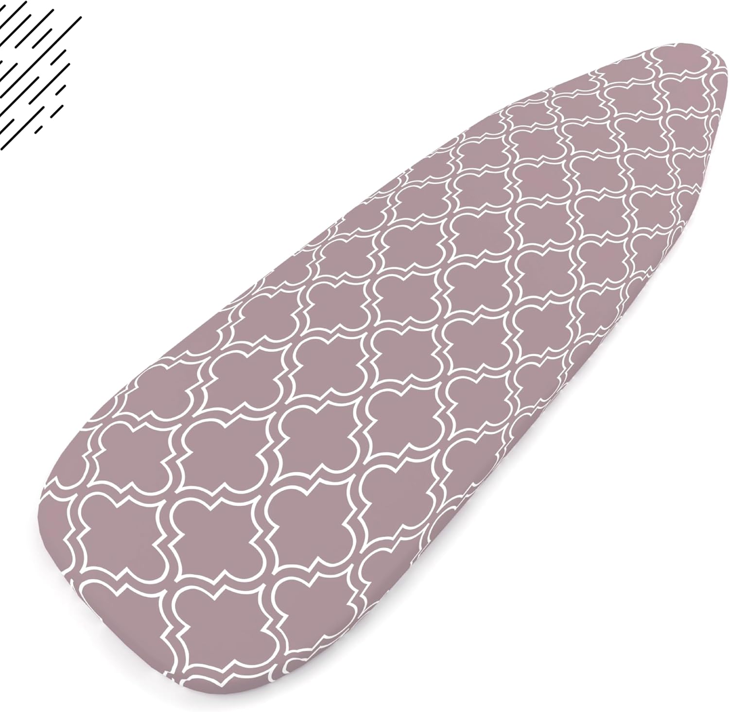 Encasa XO Ironing Board Cover and Pad 42"x14" - Thick 3mm Felt Padding, Drawstring Tightening & Lock, Easy Fit, Scorch & Stain Resistant, Fits Medium Ironing Board - Mauve Tiles
