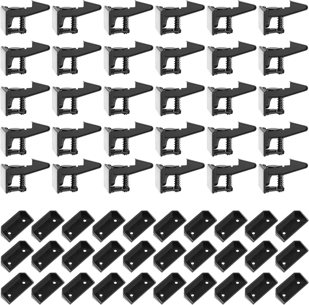 Tuanse 30 Pcs Cabinet Locks Invisible Safety Drawer Latches with Screws Self Adhesive Cabinet Drawer Locks for Home Kitchen Furniture Door Latches(Black)
