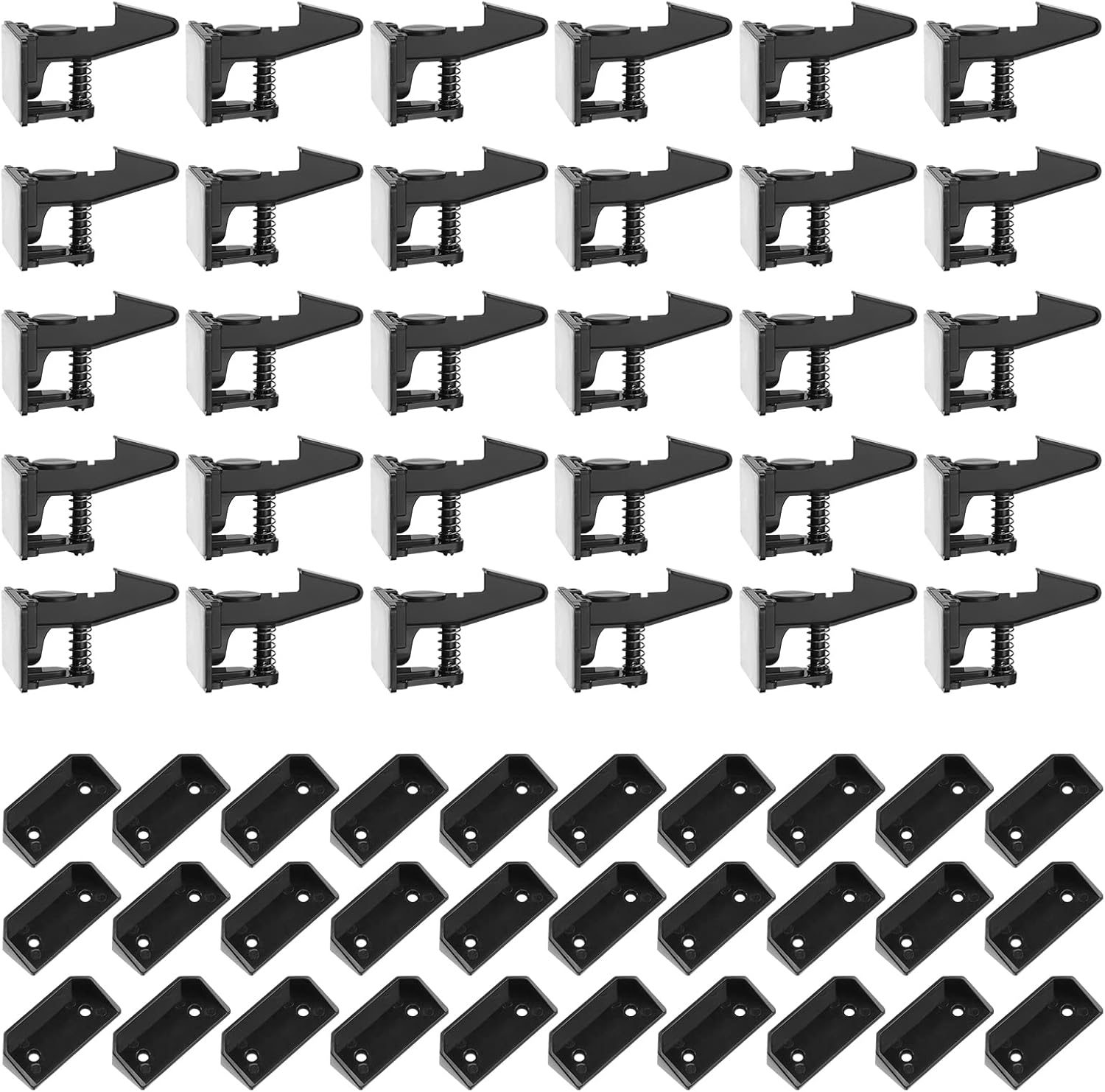 Tuanse 30 Pcs Cabinet Locks Invisible Safety Drawer Latches with Screws Self Adhesive Cabinet Drawer Locks for Home Kitchen Furniture Door Latches(Black)
