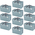 VENO 10 Pack Moving and Storage Bags, Heavy Duty, Alternative to Moving Boxes, Large Packing Totes Supplies for College Dorm Room with Zipper for Clothes, Wide Open Design (Light Blue Matte, 10 Pack)