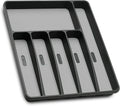 Silverware Organizer Utensil Organizer Holder Kitchen Drawer Organizer Plastic Silverware Tray for Drawer Flatware Organizer 6 Compartment Black