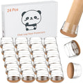 Meldel 24 PCS Silicone Chair Leg Floor Protectors Large (1.2"-1.4") Rubber Felt Furniture Pads Chair Legs Caps/Covers for Hardwood Floors, Tile from Scratches & Reduce Noise - Round, Clear