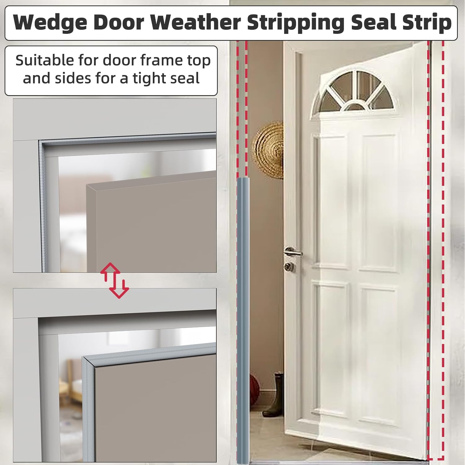 2 Pack*16.4 Ft Weather Stripping Seal Strip for Doors,Soundproofing Window Insulation Draft Stopper for Winter, Selfadhesive Foam Weather Strip for Door Frame,Door Gap Filler Noise Blocker(Gray)