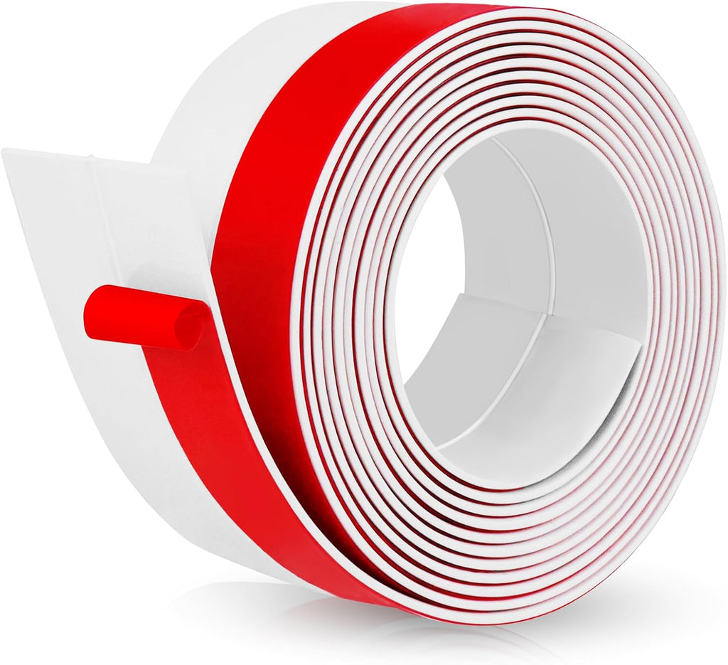 Weather Stripping Door Draft Stopper Flexible Self Adhesive Silicone Door Seal Strip for Glass Doors Windows and Shower Glass Gaps, 2 Inch Wide X 10 Feet Long, White