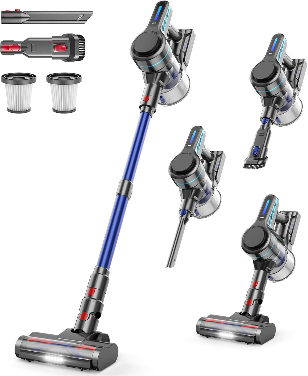 NADALY Cordless Vacuum Cleaner for Home, 8-in-1 Powerful Stick Vacuum Cordless with 45Mins Runtime, Anti-Tangle, Lightweight, 1.5L Dust Cup, Rechargeable Vacuum for Hardwood Floor Carpet Pet Hair