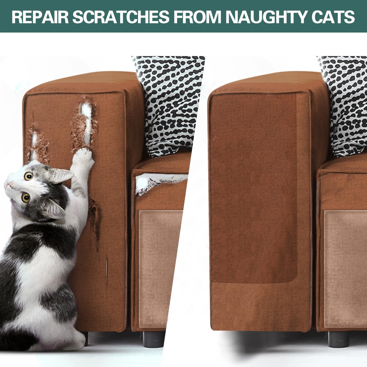 Azobur Couch Patch Repair Fabric,Microfiber Fabric, Self-Adhesive, for Sofa Repair and Upholstery, 2 Pieces, 9.5 x 11 inches (Dark Brown)
