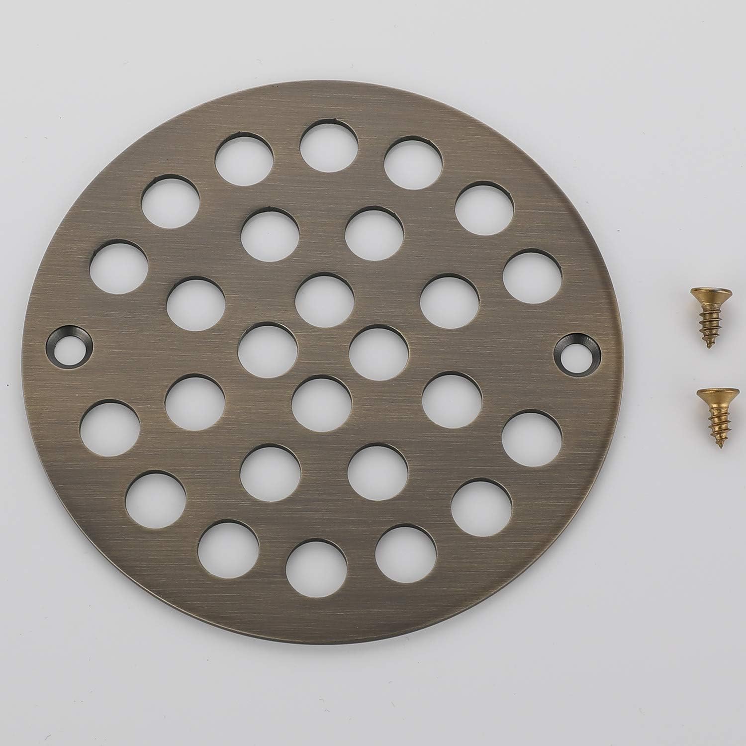 4-Inch Screw-in Shower Strainer Drain Cover Replacement Floor Strainer (Antique Brass)