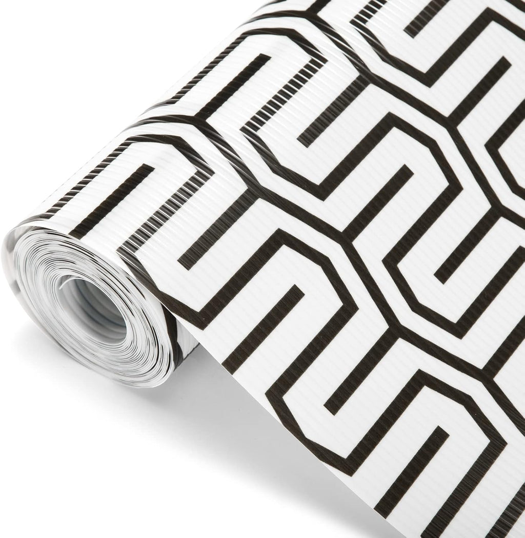 Glotoch Shelf Liner 17.5" x30 ft- Non Adhesive Refrigerator, Kitchen, Drawer Liners, Waterproof and Durable Fridge Table Place Mats for Cupboard, Cabinet, Drawer Liner，White Labyrinth