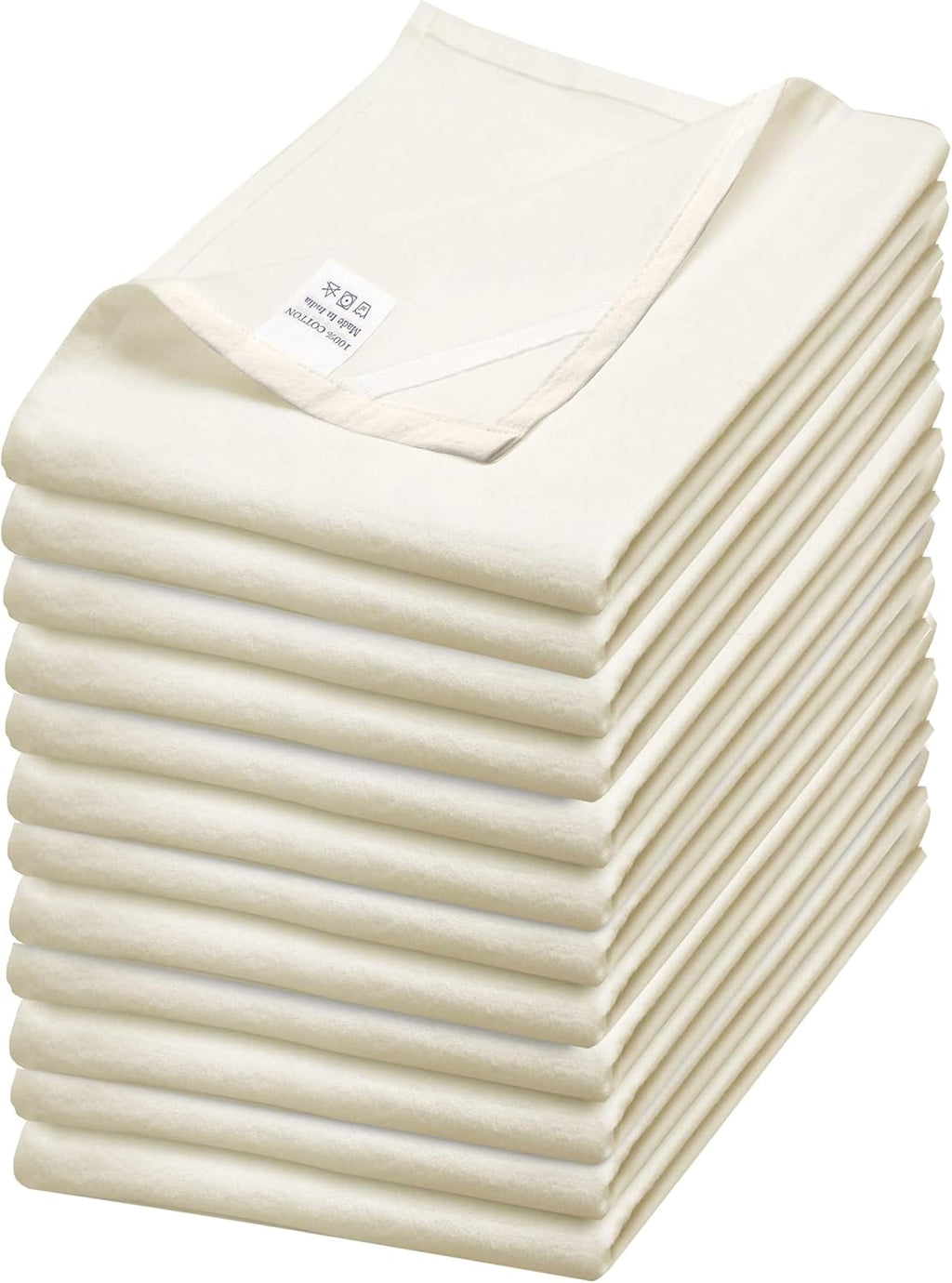 WHITEWRAP Flour Sack Towels| Tea Towel for Crafts| Kitchen Dish Cotton Blank Towel for Embroidery|Baking Bread Proofing Linen Cover| Thick Absorbent Quick Dry|12 Pack 15"x25" Natural