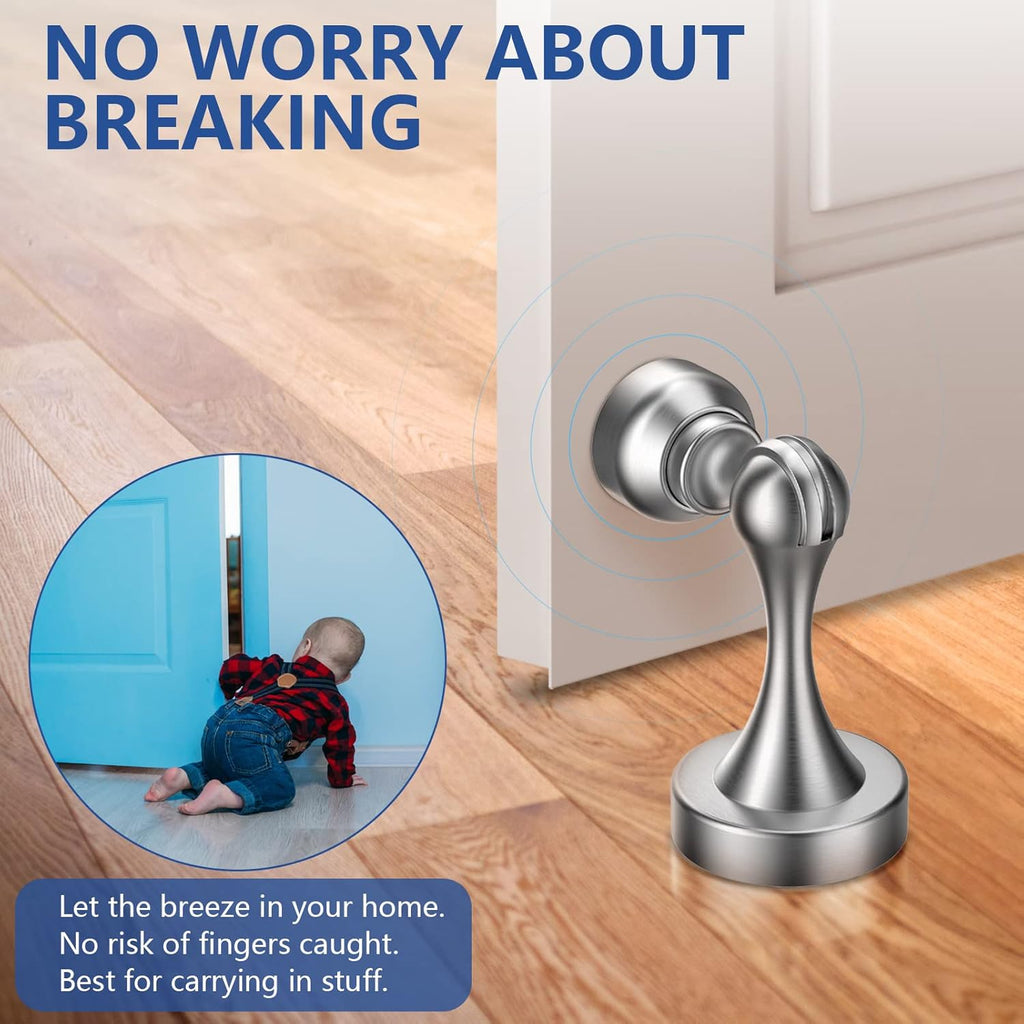 Magnetic Door Stop Stainless Steel，Door Stopper, Heavy Duty for Various Door Types, Keep Your Door Open, Wall Mount Door Holder/Catch