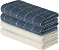 Artoid Mode Checkered Designed Cotton Beige Grey Terry Kitchen Dish Towels, 15x25 Inch Soft Absorbent Quick Drying Cleaning Tea Towels Set of 4