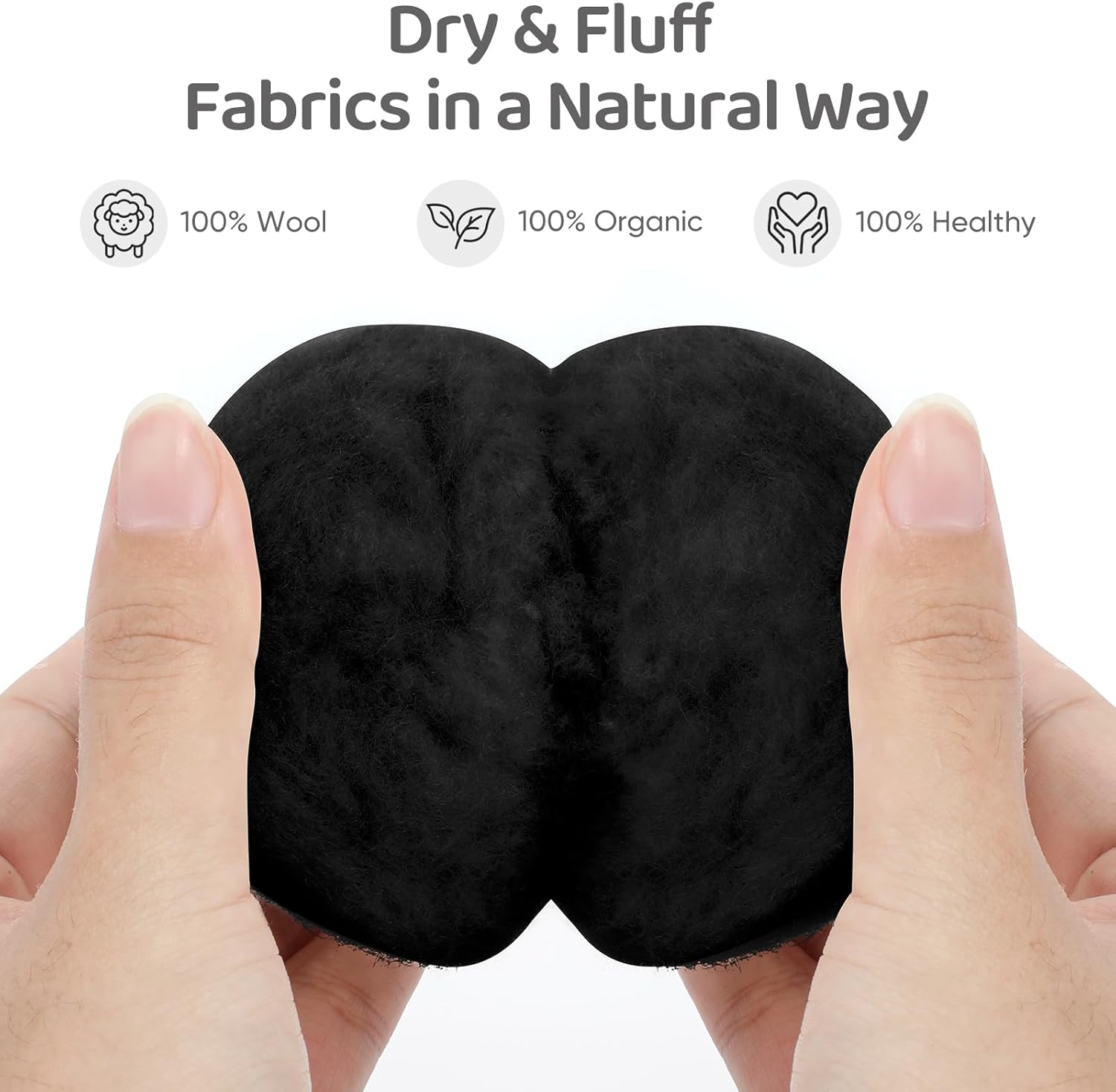 Wool Dryer Balls 6 Pack, Natural Fabric Softener, Dryer Balls Laundry Reusable, Reduces Clothing Wrinkles and Saves Drying Time (Black)