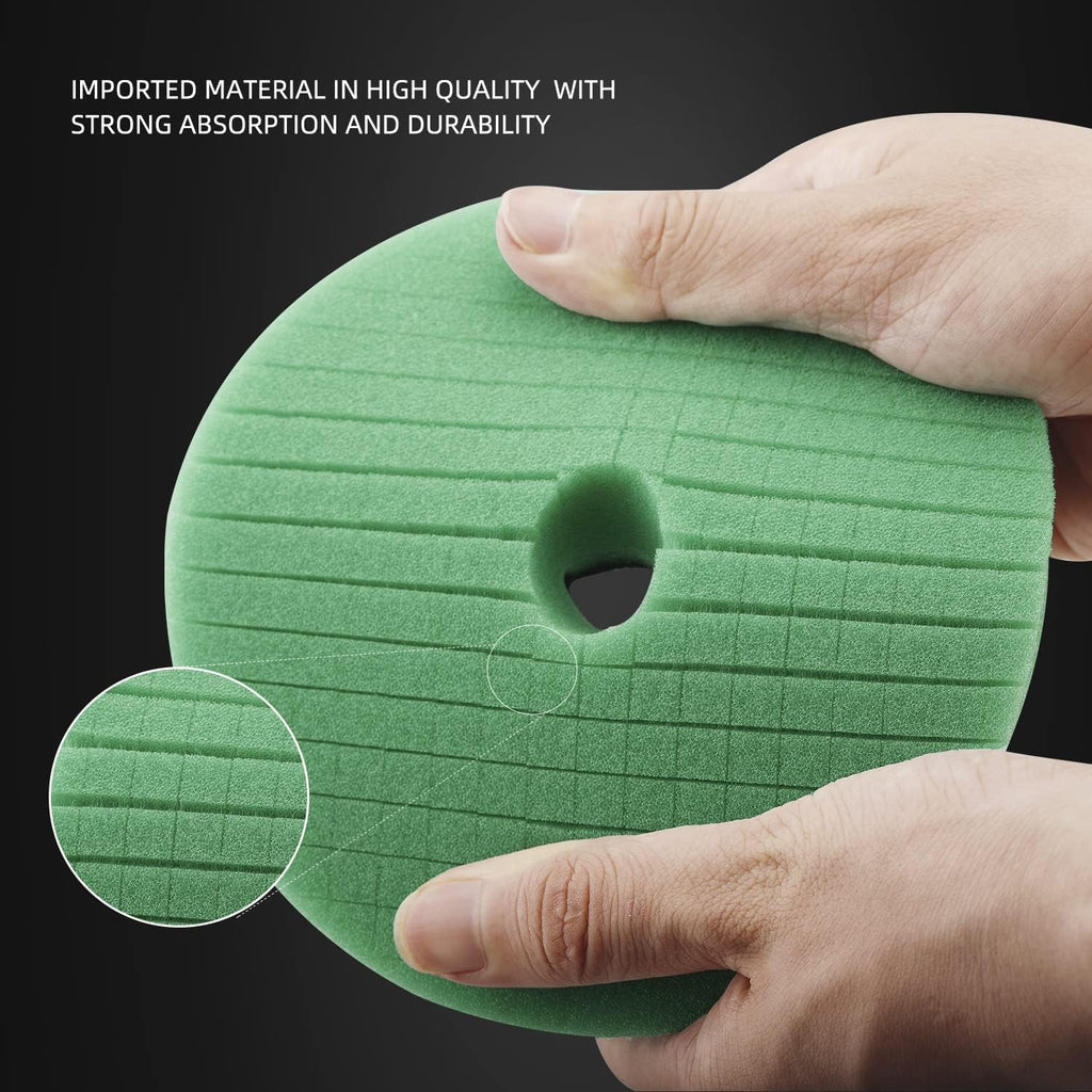 SPTA Polishing Pads, 5Pc 6 Inch 150mm Orbital Buffer Polisher Pads and 1Pc Microfiber Buffing Pads, Foam Polish Pad for Compounding, Polishing and Waxing, for 6''/150mm Backing Plate Car Polisher