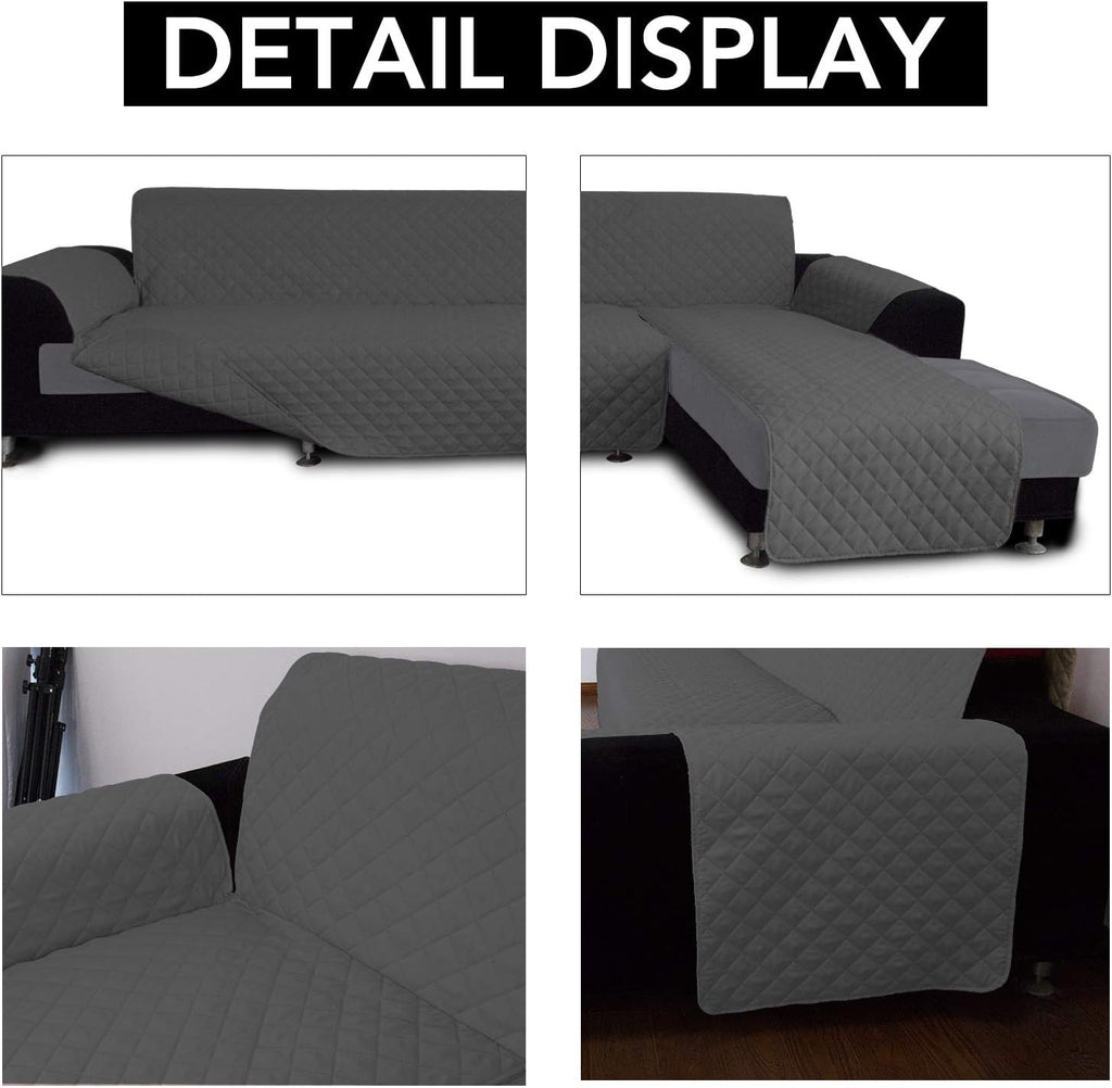 Easy-Going Sectional Couch Covers L Shape Reversible Sofa Slipcover Chaise Lounge Cover Furniture Protector Cover for Pets Dog Cat (X-Large, Dark Gray)