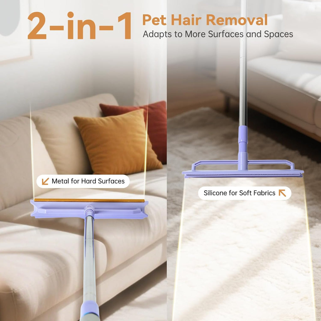 Carpet Rake for Pet Hair Removal, 59” Adjustable Long Handle Carpet Scraper for Cat Dog Hair Deep Cleaner, Reusable Pet Hair Removal Tool for Rugs, Mats, Couch, Sofas, Floor, Car Seats