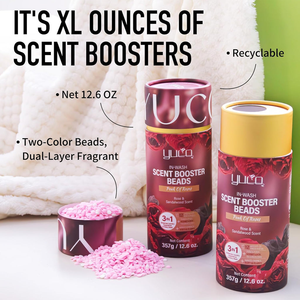 YUCO Scent Beads Laundry Natural,Ultra-Concentrated Two-Color Laundry Beads,Effective Fabric Deodorizer,Soften,Static Free,Microcapsule Tech Scent Lock Fresh Last 12Weeks(Lavender Amberwood,12.6OZ)