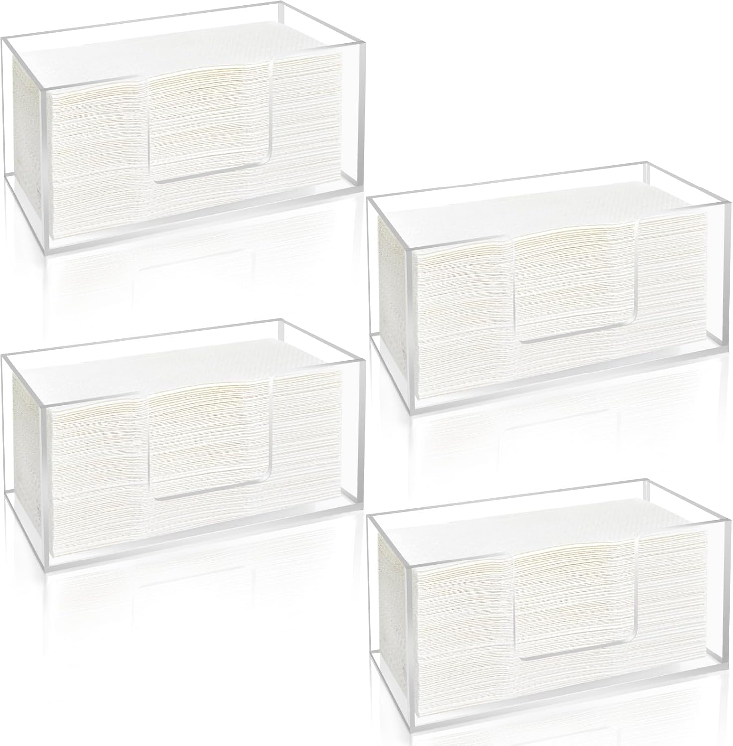 4Pack Acrylic Paper Towel Dispenser, Napkin Holder for Bathroom, Kitchen & Countertop – Paper Towel Holder Z-Fold/C-Fold/Multi-Fold Holder, Shatter-Resistant & Space-Saving (4)
