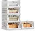 Proarea 5 Pack Stackable Plastic Storage Basket Closet Organizer Bin Foldable Clothes Organizer Storage Drawer Shelf Container for Living Room Bathroom Kitchen Office (5L)