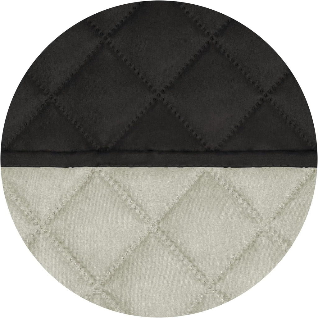 PureFit Reversible Quilted Sofa Cover, Water Resistant Slipcover Furniture Protector, Washable Couch Cover with Non Slip and Elastic Straps for Kids, Dogs, Pets (Oversized Loveseat, Black/Beige)