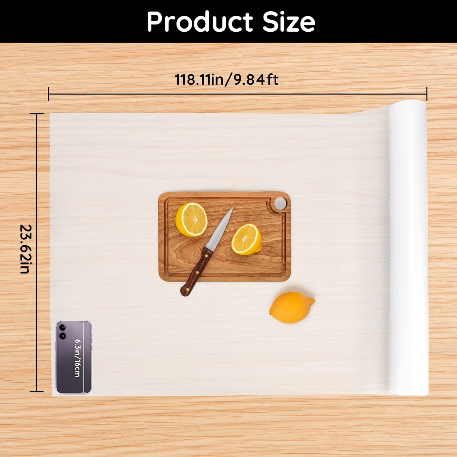 Shelf Liners for Cabinets, 23.6"W x 118"L x 0.03"T, Kitchen Drawer Liners, Non-Adhesive & Non Slip for Home and Kitchen Shelf, Drawer, Cabinet, Refrigerator, Dresser, Cupboard, RV (Polka Dot)