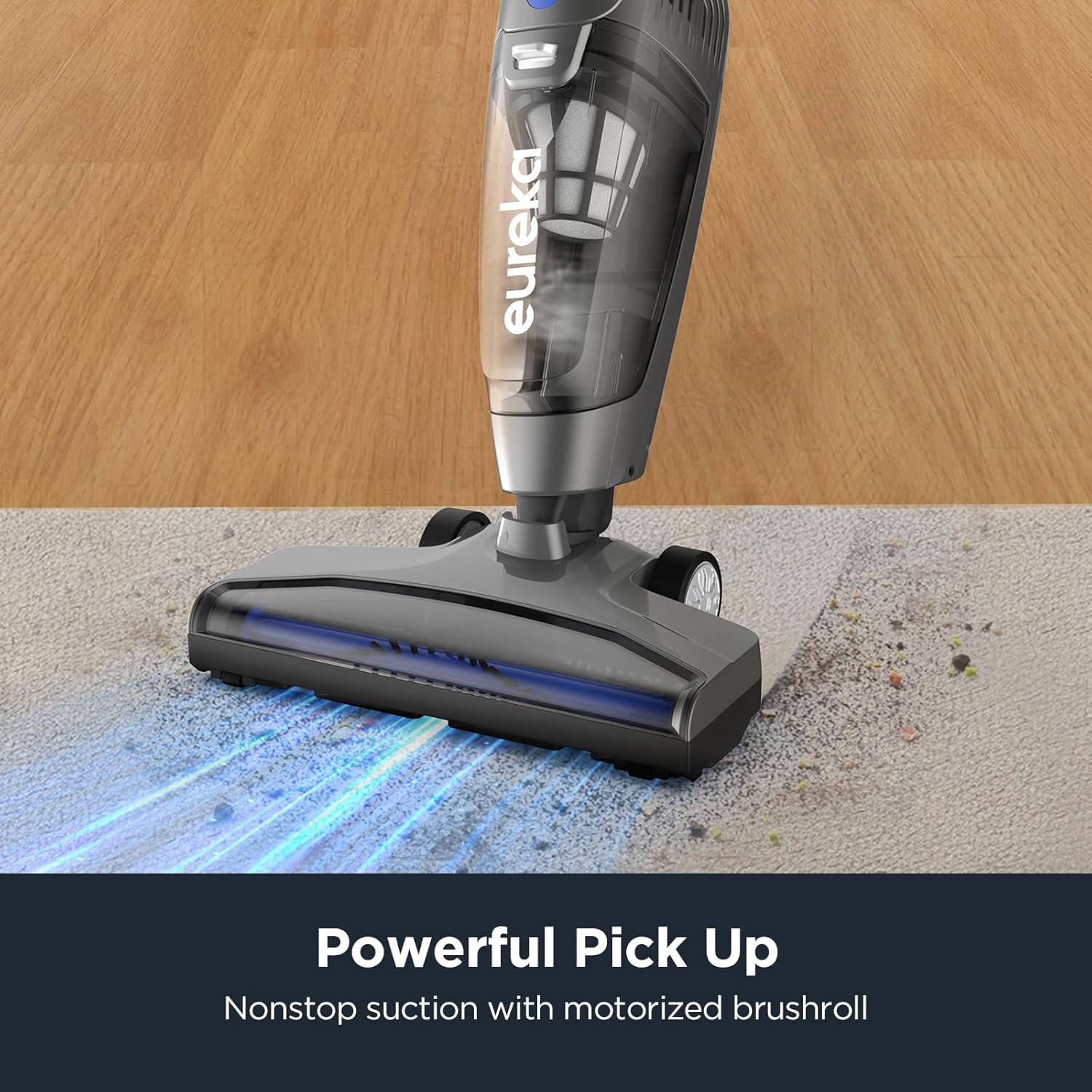 Eureka Corded Stick Vacuum Cleaner for Home Pet Hair, Lightweight Stick Vacuum Cleaner with Powerful Suction for Carpet Tile and Hard Floor, Blue, 3-in-1 Handheld Vac NES312