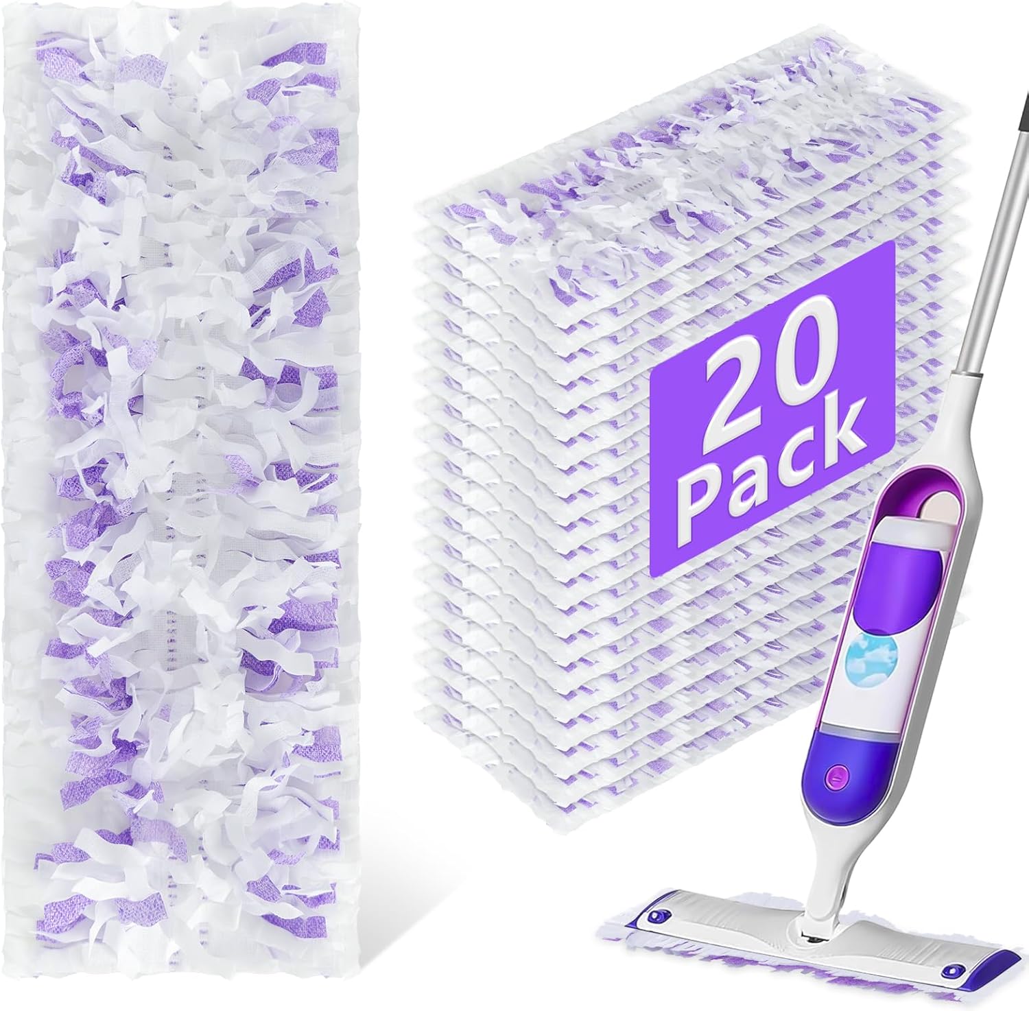 20 Pack Power Mop Refills Pad Compatible with Swiffer Power Mop Multi-Surface &Wood Mopping Pad Refills, Disposable Spray Wet Mopping Pad Replacement for Floor Cleaning