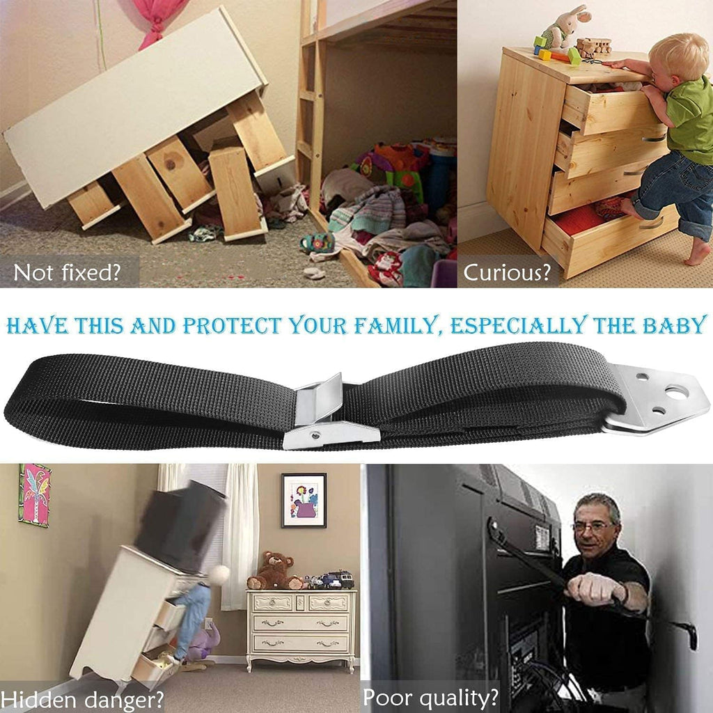 TV and Furniture Anti Tip Straps,Metal Heavy Duty TV Straps Child Safety,Adjustable Safety Furniture Wall Anchors for Baby Proofing Flat Screen TV,Dresser,Bookcase,Cabinets