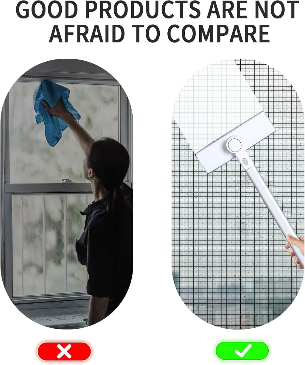 Window Screen Cleaner 2 in 1，mesh Screen Cleaner Brush Washing Equipment，Cleaning Tools for Porch Screens and Pet Hair Cleaner ，Wet and Dry Dual-Use Window Sill Cleaner Tool
