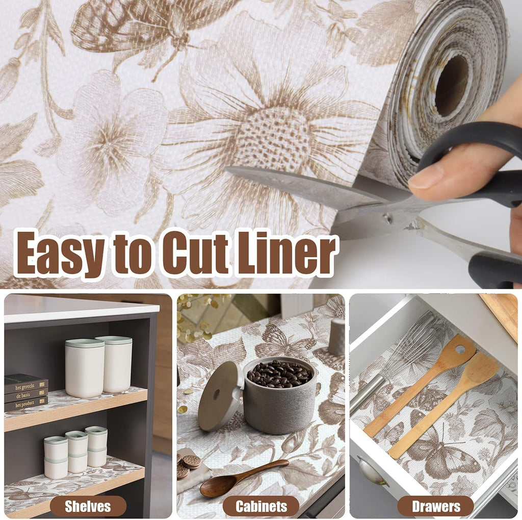 Drawer and Shelf Liner for Kitchen Cabinets,Non-Adhesive Cabinet Liner,Non Slip Waterproof Drawer Liner,Easy to Clean Strong Grip Kitchen Liner for Cupboard,Dresser,Shelves,(12In x 10FT)