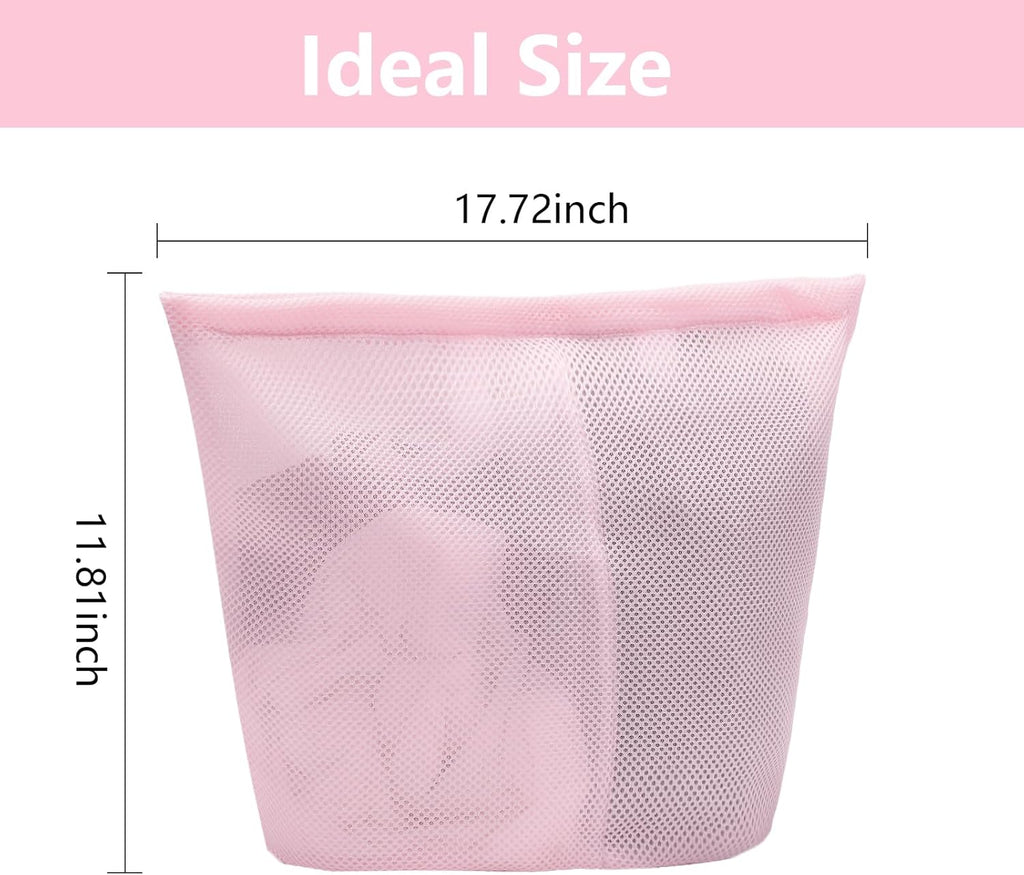 2 Pcs Special Zoning laundry bag for delicates with handles mesh laundry bags washing machine laundry totes travel storage and sorting bag(Pink-Blue)