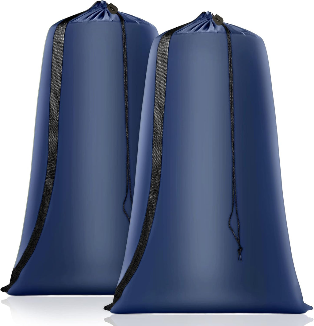 Heavy Duty Laundry Bag 2 Pack XL Nylon Laundry Bags with Straps, Washable Large Dirty Clothes Organizer with Drawstring Closure, Travel Washing Bag Fit a Laundry Hamper or Basket