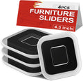 Upgrade Furniture Sliders, Furniture Sliders for Carpets, 4 PCS 4.3" Moving Pads with Anti-Slip Groove, Furniture Moving Sliders for Easy Move Bed Couch Tables Cabinet Heavy Duty, Protect Carpets
