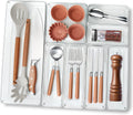 Criusia Utensil Drawer Organizer for Kitchen, 8 Pack Silverware Organizer Utensil Holder, Clear Plastic Drawer Dividers for Flatware, Cutlery, Kitchen Gadgets Accessories, Organizador de Cocina