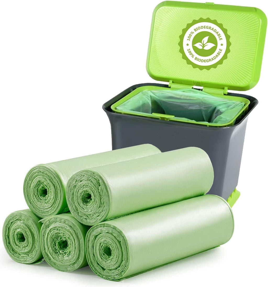 Small Trash Bags 1.2 Gallon 120 Counts Biodegradable Food Waste Bags, Mini 5L Garbage Bags Compost Strong Bathroom Bin Liner Recycle Rubbish Bag for Home Kitchen Office Pet, Green