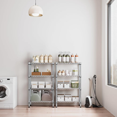 1000 lbs 4 Tier Shelf Metal Storage Shelves Wire Rack Closet Organizers for Garage Kitchen Bathroom Laundry Chrome 11.8" D x 25.6" W x 45.5" H