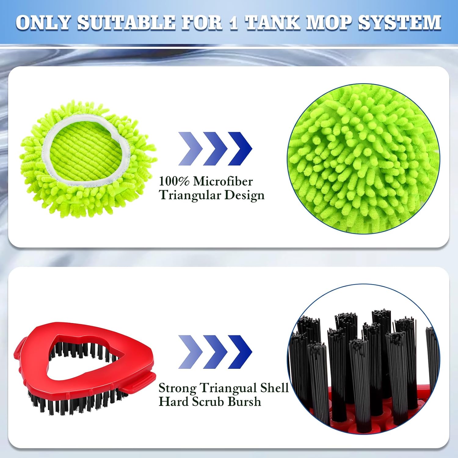 Wa.IE JiemiMicrofiber Spin Mop Refills Head Compatible for EasyWring 1-Tank System,1 Mop Scrub Brush + 1 Mop Base + 4 Pack Cleaning Floor Mop Head