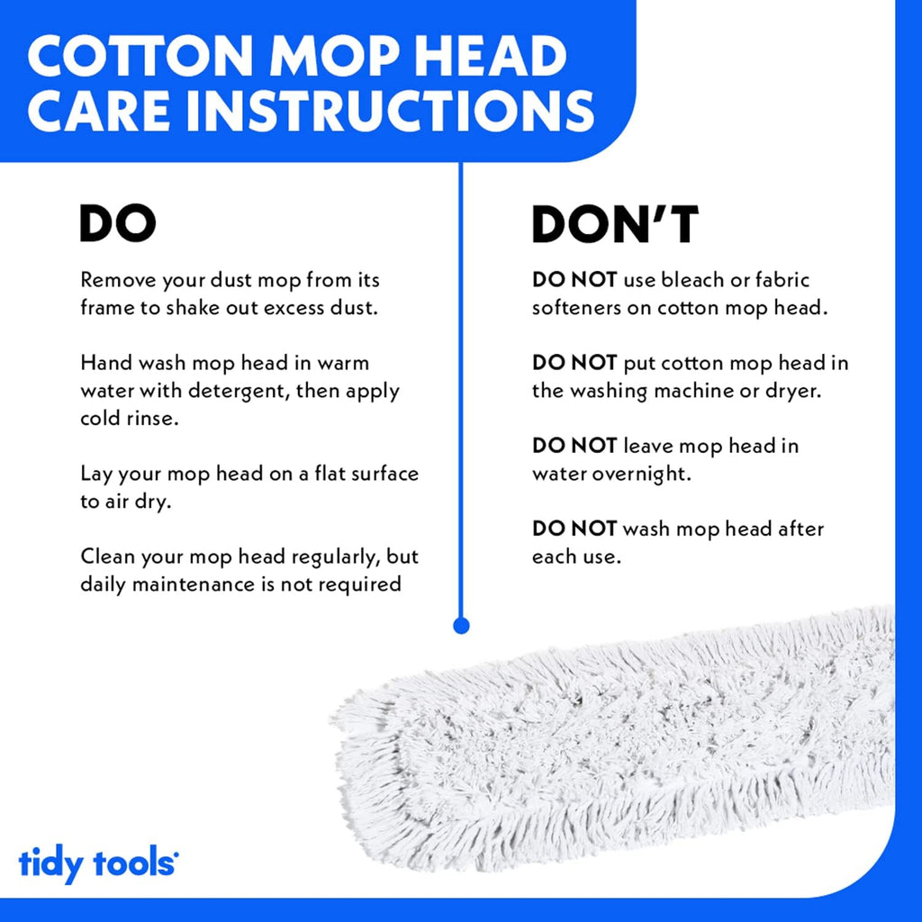 Commercial Dust Mop & Floor Sweeper, 60 in. Dust Mop for Hardwood Floors, Cotton Reusable Dust Mop Head, Wooden Handle, Industrial Dry Mop for Floor Cleaning & Janitorial Supplies