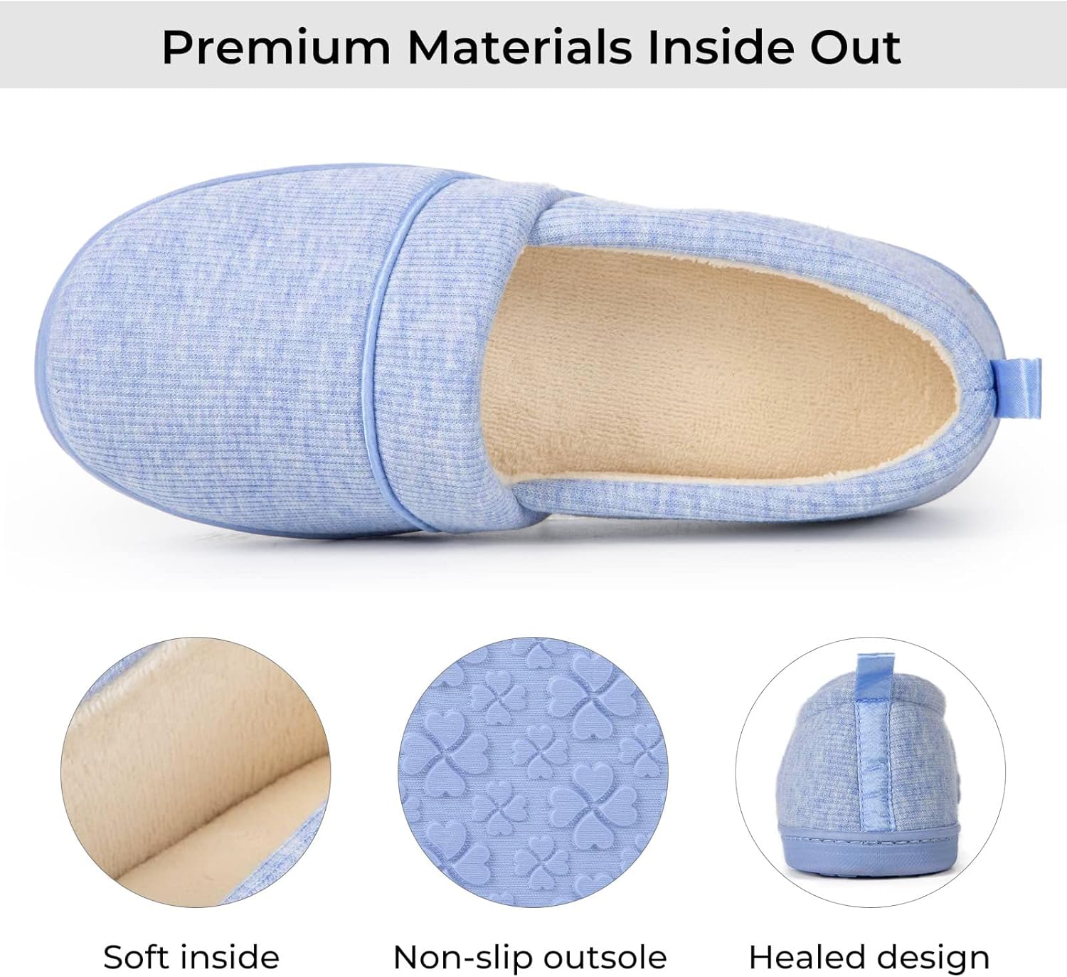 HomeTop Women's Comfy Loafer Slippers Lightweight Memory Foam Non-slip Indoor House Shoes