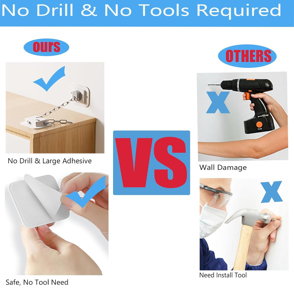 YEYA Anti-Tip No Drill Furniture Anchor with 3M Adhesive 10" Adjustable Straps, Baby Proofing Wall Anchors for Child Safety, Playroom Essentials 4P