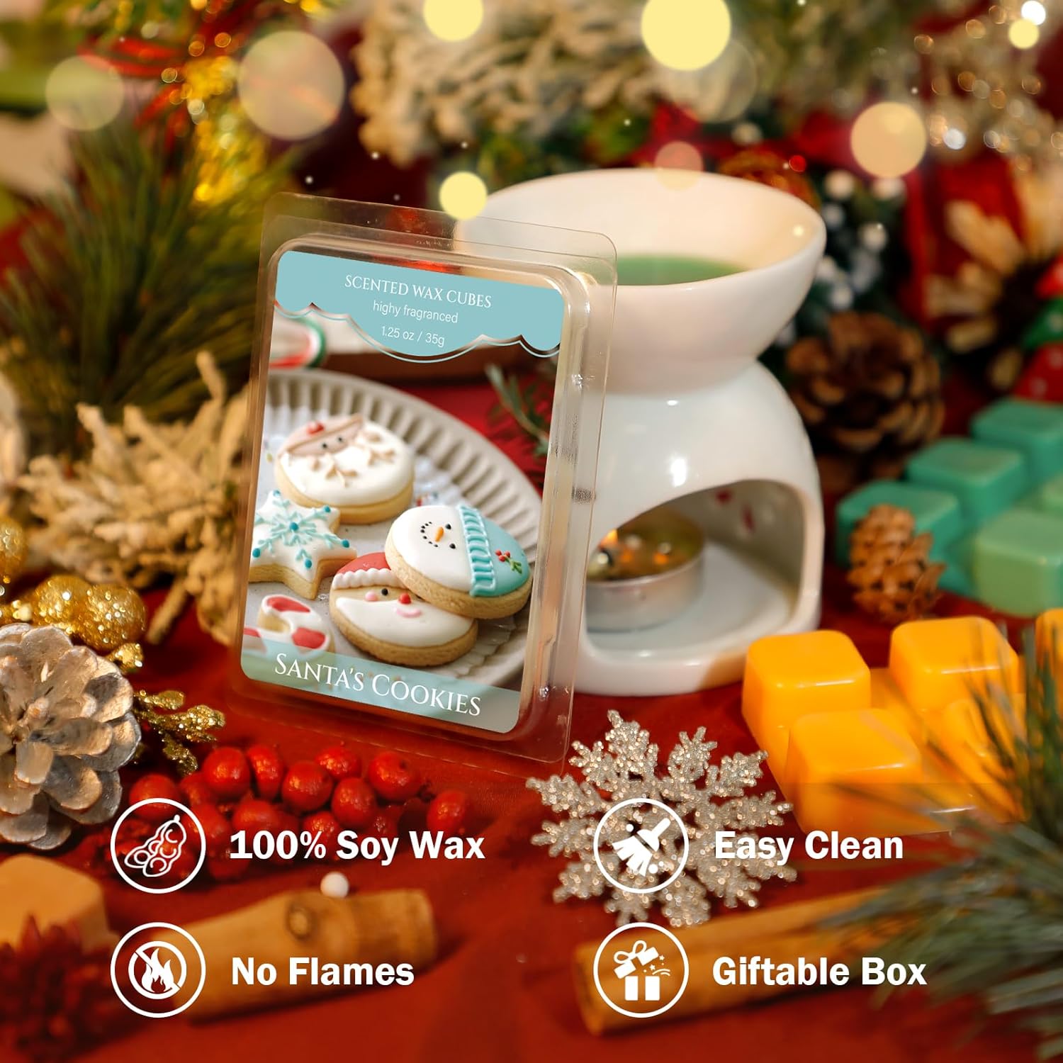 SCENTORINI Christmas Wax Melts, Wax Cubes Strong Scent 12 Pack, Scented Wax Melts, Long Lasting Soy Wax Melts for Warmer
