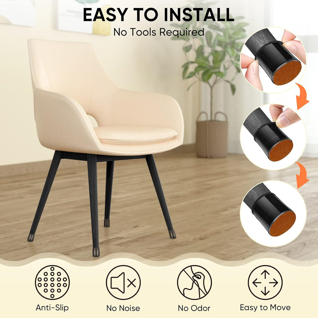 BALEINE 32 Pack Silicone Chair Leg Floor Protectors, Stool Leg Protectors Cap, Non-Slip Chair Leg Caps for Hardwood Floors (Black & Large, 32 Pack)
