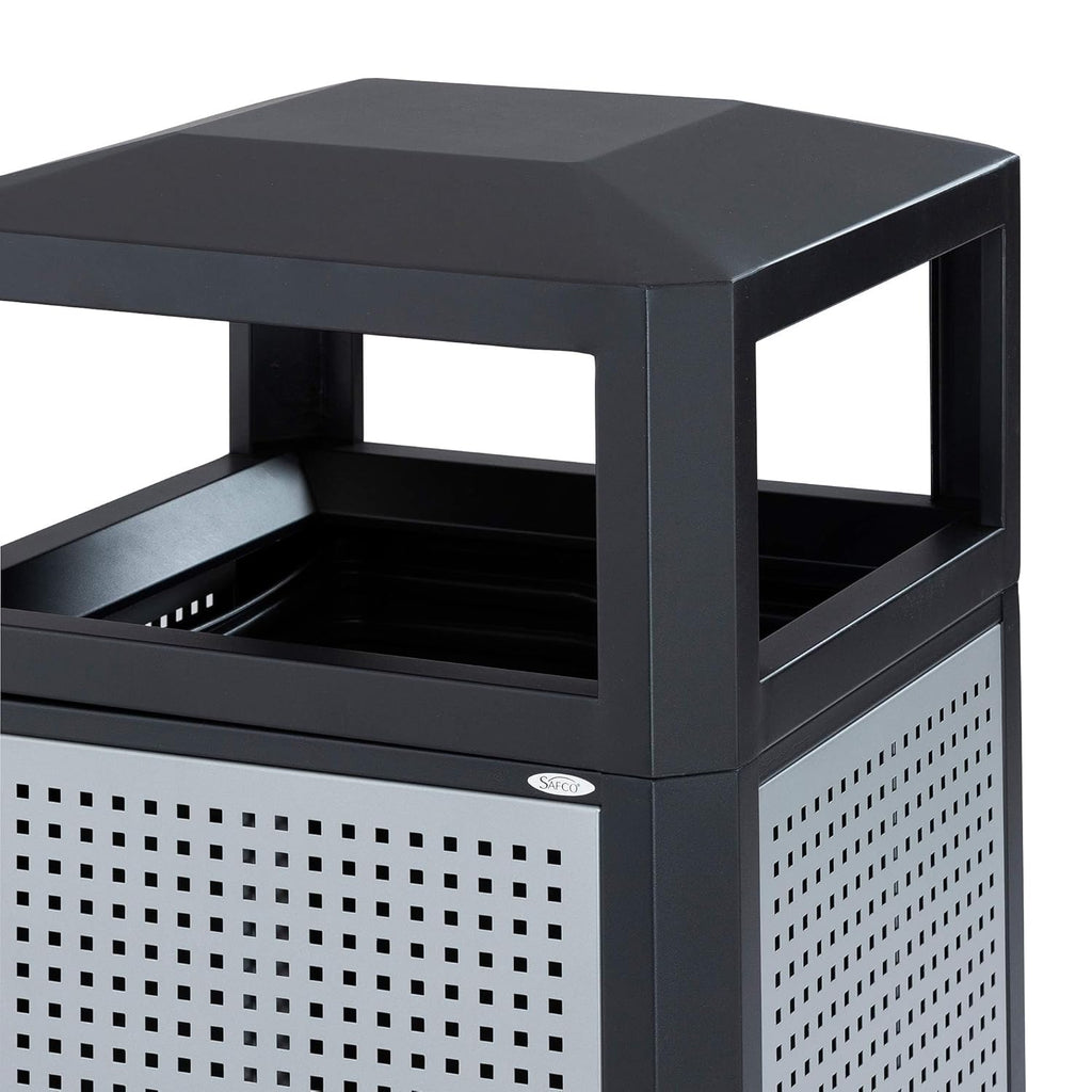 Safco Evos Steel Trash Can, 38 Gallons, Indoor and Outdoor Use, Commercial Garbage Can with Plastic Liner
