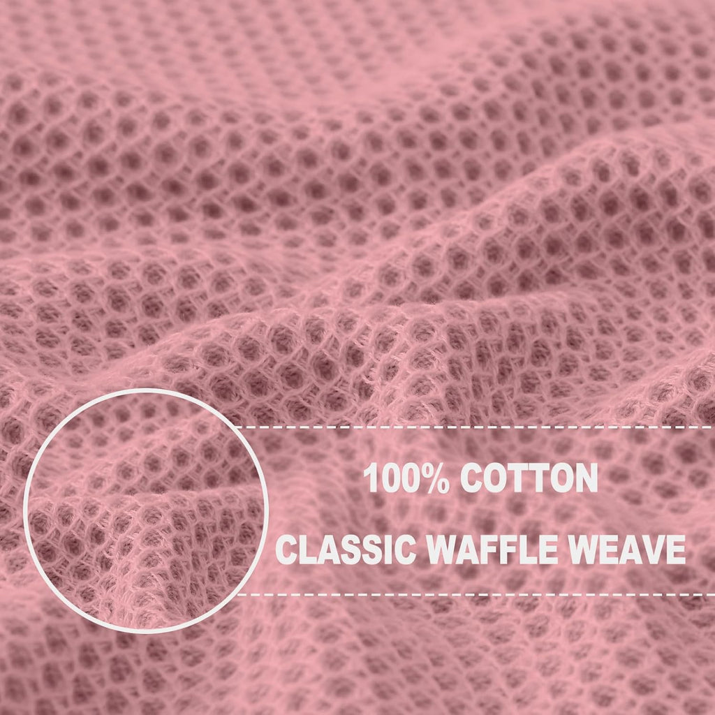 Homaxy 100% Cotton Waffle Weave Kitchen Dish Cloths, Ultra Soft Absorbent Quick Drying Dish Towels, 12 x 12 Inches, 6-Pack, Dried Rose