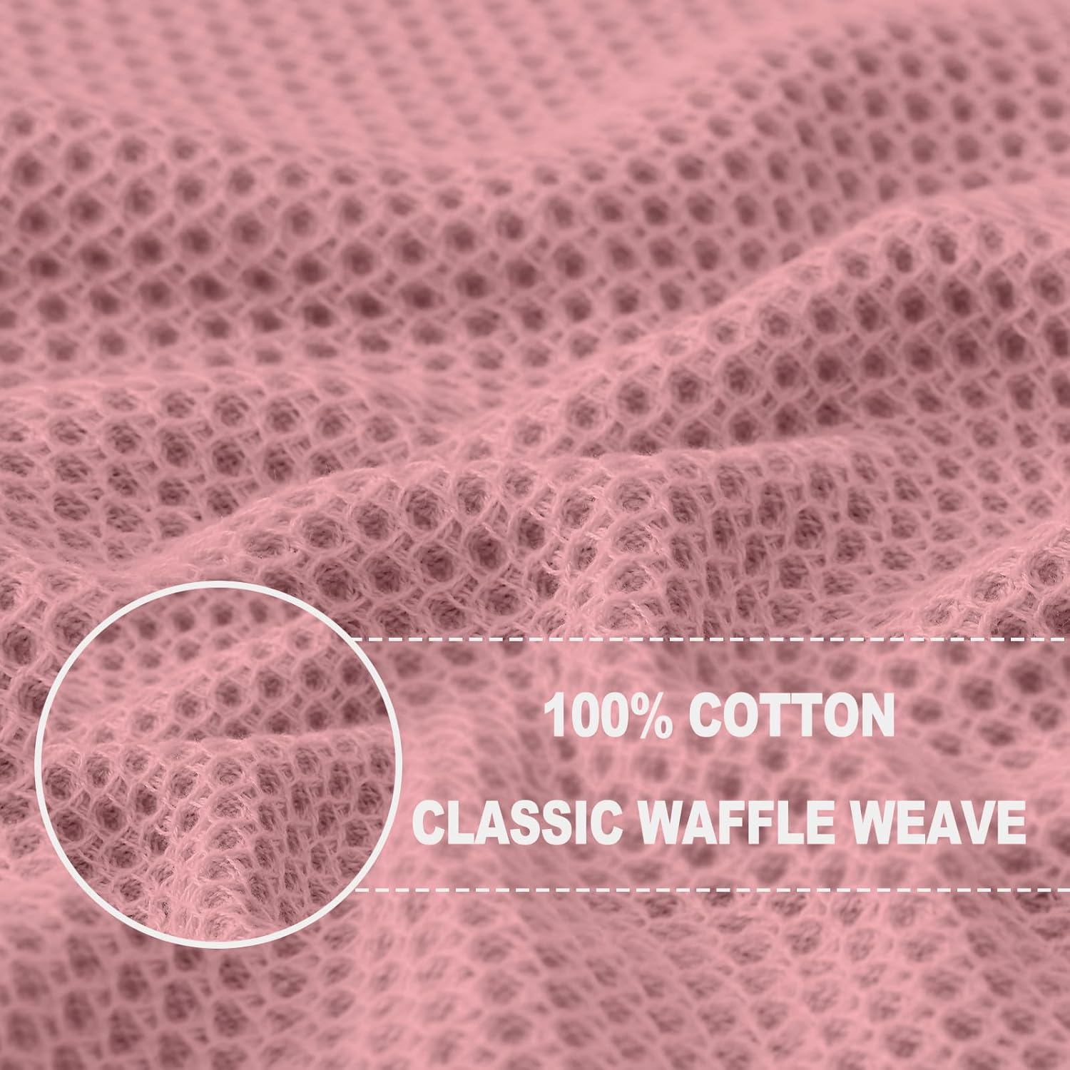 Homaxy 100% Cotton Waffle Weave Kitchen Dish Cloths, Ultra Soft Absorbent Quick Drying Dish Towels, 12 x 12 Inches, 6-Pack, Dried Rose