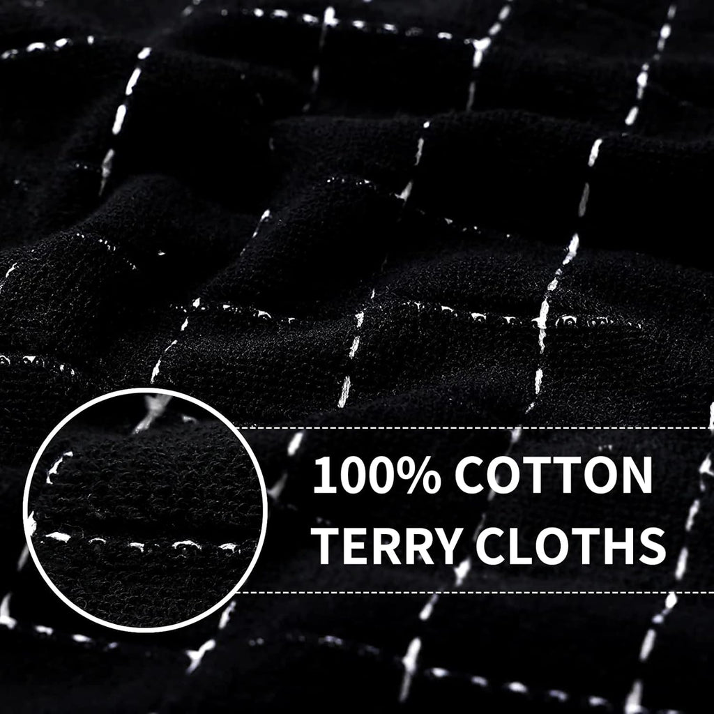 Homaxy 100% Cotton Terry Kitchen Towels(Multiple Color, 13 x 28 inches), Checkered Designed, Soft and Super Absorbent Dish Towels, 4 Pack