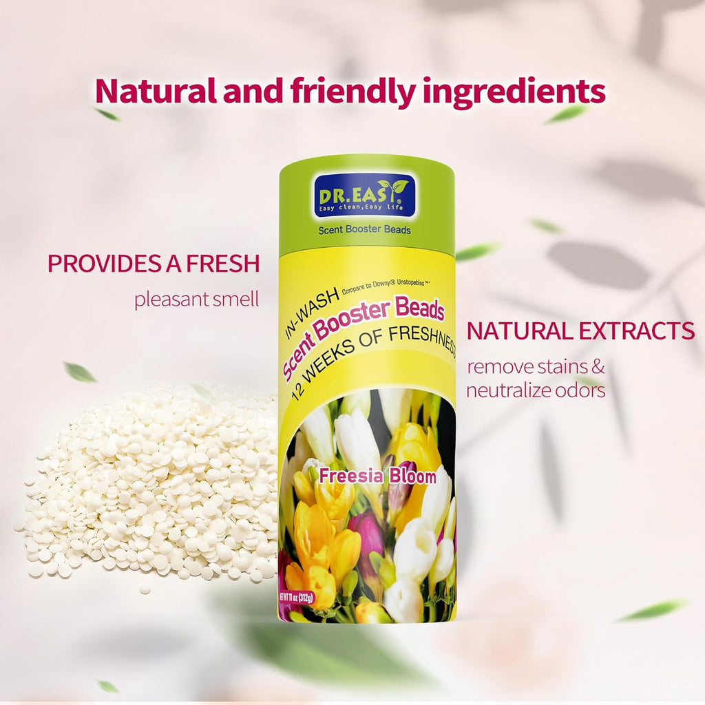 DR.EASY Laundry Scent Boosters 312g,Freesia Bloom Scent Boosters for Washer，Bulk Laundry Booster Beads and fabric scent booster，Fresh Scented Clothes fo 12 Weeks